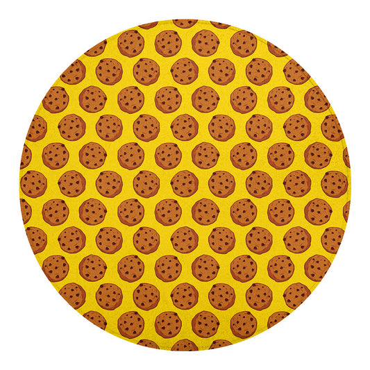 Yellow Cookie Pattern Print Round Blanket