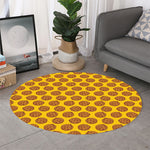 Yellow Cookie Pattern Print Round Rug