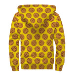 Yellow Cookie Pattern Print Sherpa Lined Zip Up Hoodie