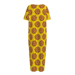 Yellow Cookie Pattern Print Short Sleeve Long Nightdress