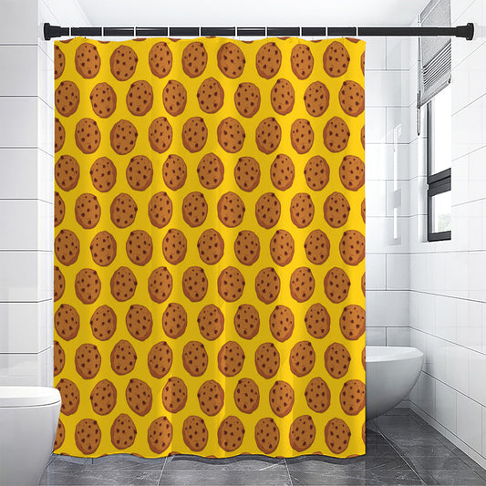 Yellow Cookie Pattern Print Shower Curtain