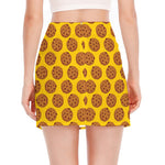 Yellow Cookie Pattern Print Side Slit Mini Skirt