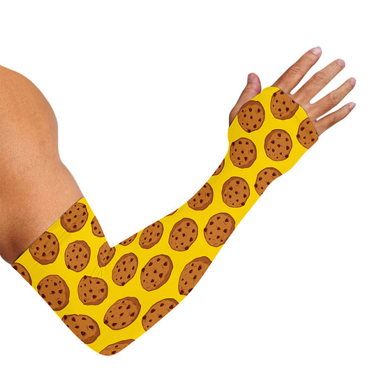 Yellow Cookie Pattern Print Sun Protection Arm Sleeves