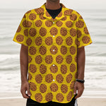 Yellow Cookie Pattern Print Textured Short Sleeve Shirt