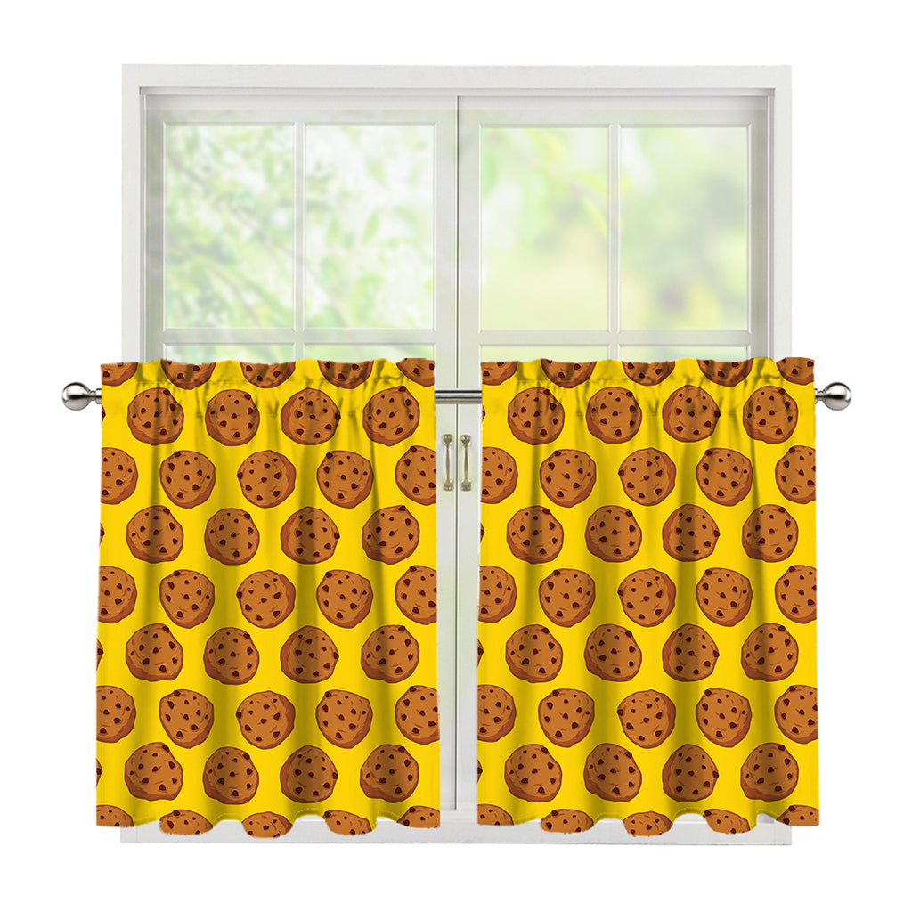 Yellow Cookie Pattern Print Tier Curtains