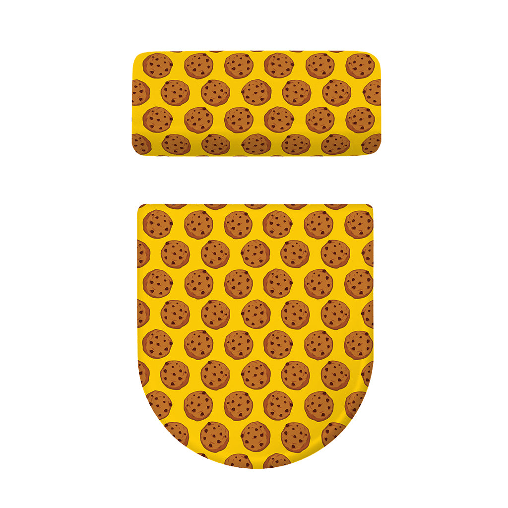 Yellow Cookie Pattern Print Toilet Lid And Tank Cover Set