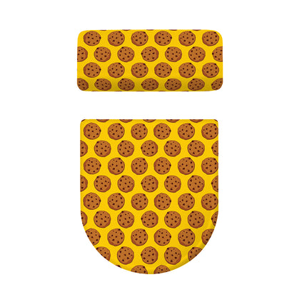 Yellow Cookie Pattern Print Toilet Lid And Tank Cover Set