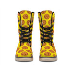 Yellow Cookie Pattern Print Winter Boots