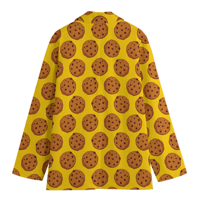 Yellow Cookie Pattern Print Women's Blazer