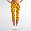 Yellow Cookie Pattern Print Women's Capri Leggings