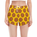 Yellow Cookie Pattern Print Women's Split Running Shorts