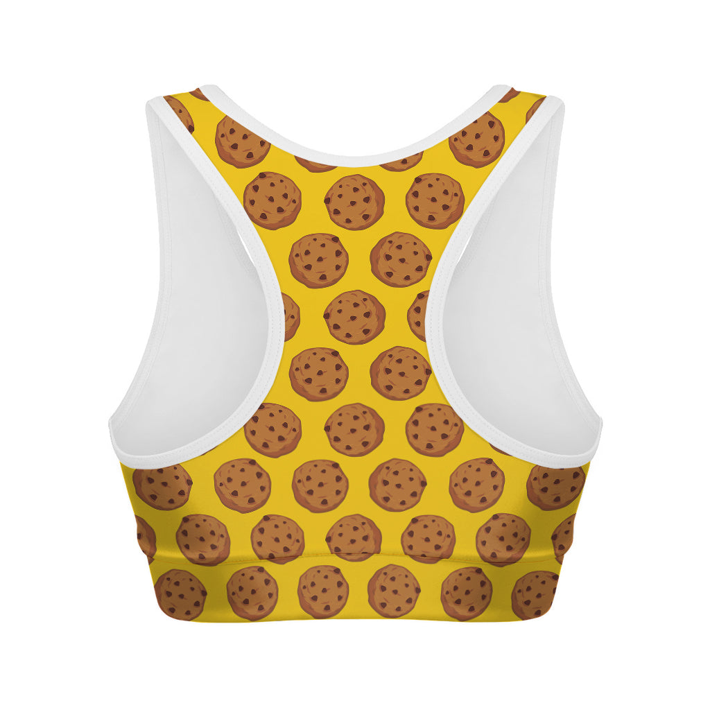 Yellow Cookie Pattern Print Women's Sports Bra