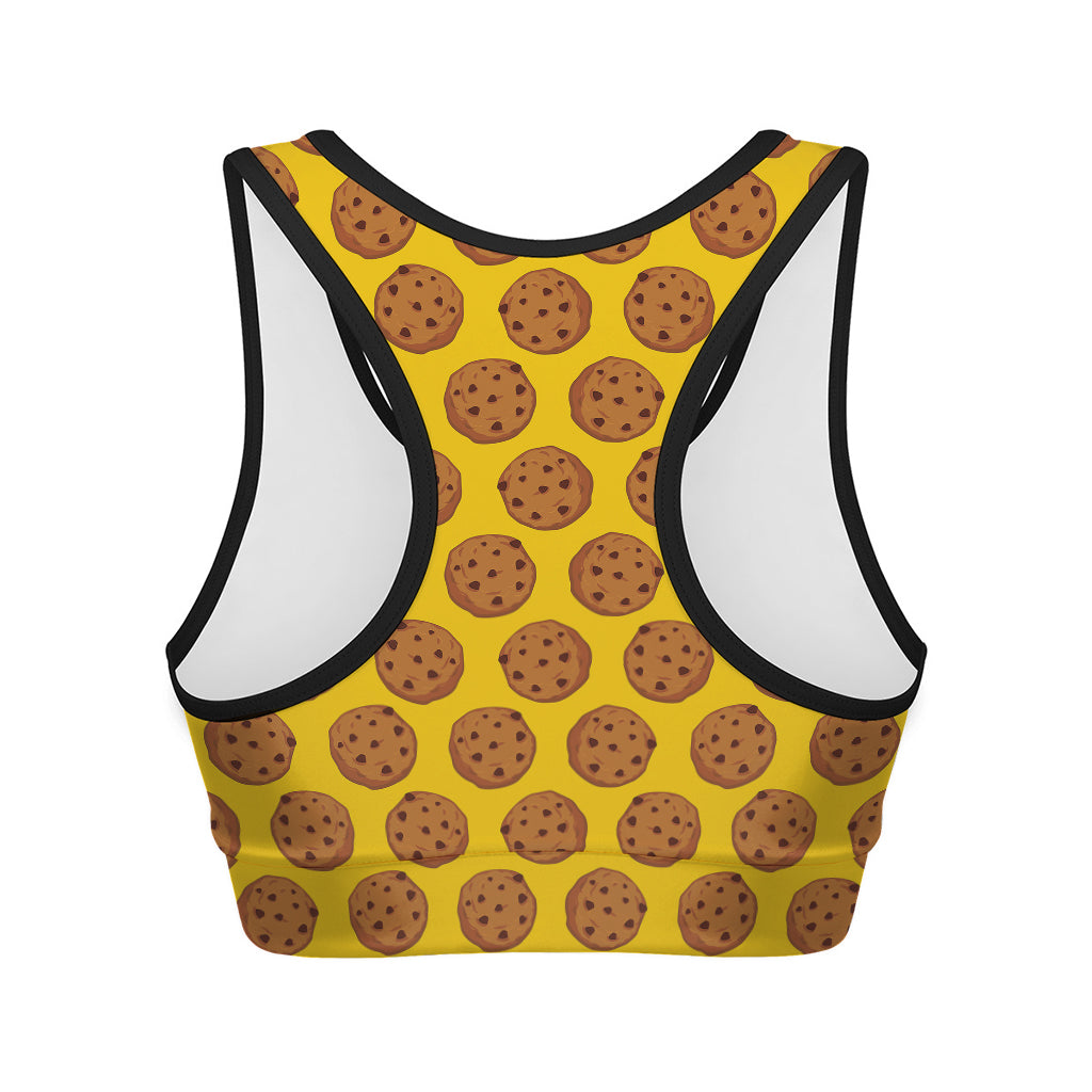 Yellow Cookie Pattern Print Women's Sports Bra