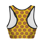Yellow Cookie Pattern Print Women's Sports Bra