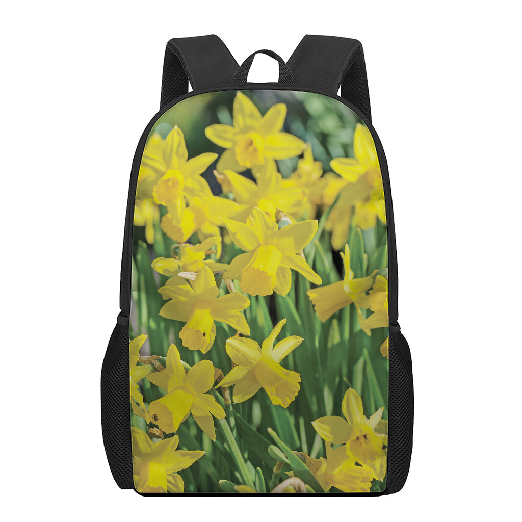 Yellow Daffodil Flower Print 17 Inch Backpack