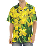 Yellow Daffodil Flower Print Aloha Shirt