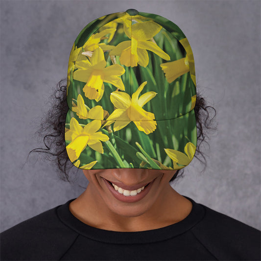 Yellow Daffodil Flower Print Baseball Cap