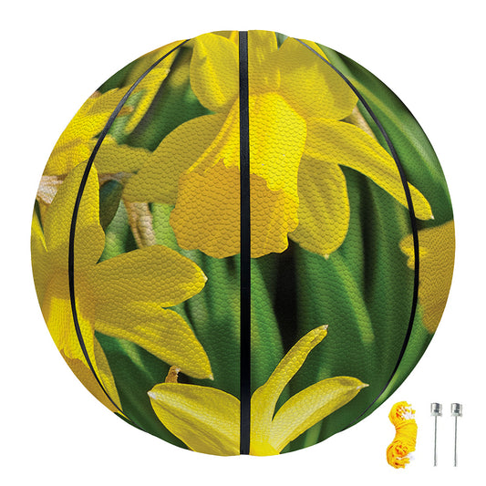 Yellow Daffodil Flower Print Basketball