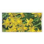 Yellow Daffodil Flower Print Beach Towel