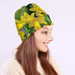 Yellow Daffodil Flower Print Beanie