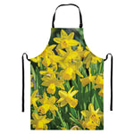 Yellow Daffodil Flower Print Bib Apron With Pocket