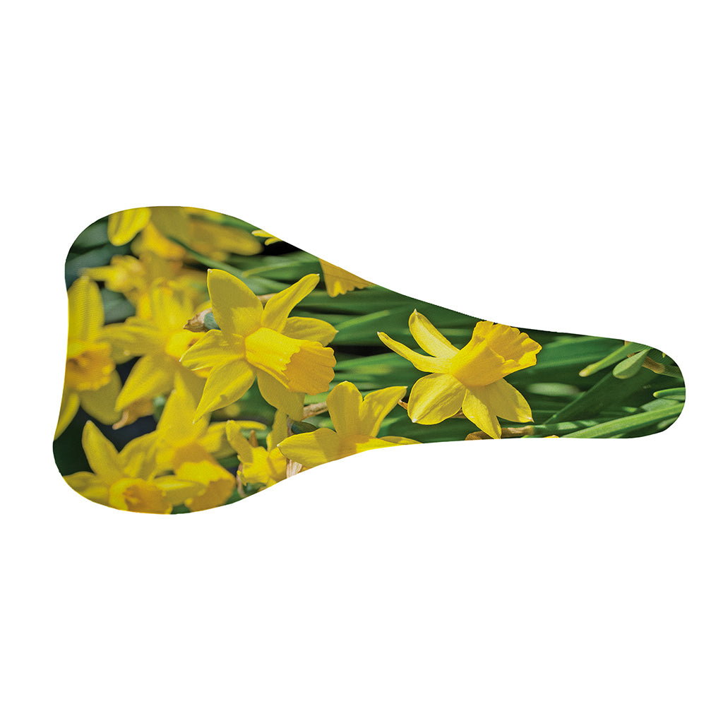 Yellow Daffodil Flower Print Bicycle Seat Cover