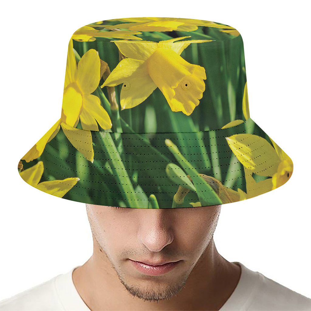 Yellow Daffodil Flower Print Bucket Hat