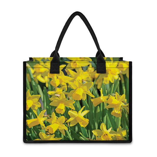 Yellow Daffodil Flower Print Canvas Tote Bag