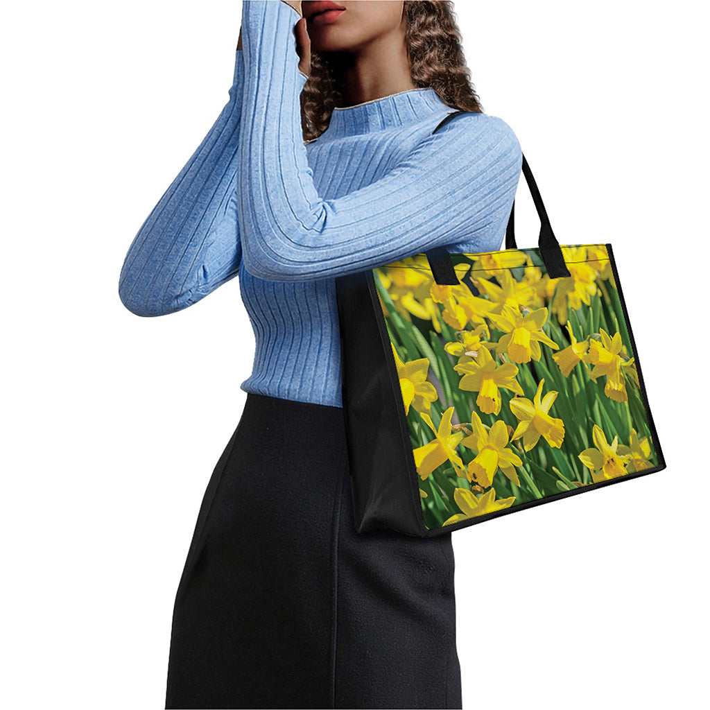 Yellow Daffodil Flower Print Canvas Tote Bag
