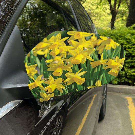 Yellow Daffodil Flower Print Car Side Mirror Covers