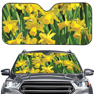 Yellow Daffodil Flower Print Car Windshield Sun Shade