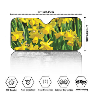 Yellow Daffodil Flower Print Car Windshield Sun Shade