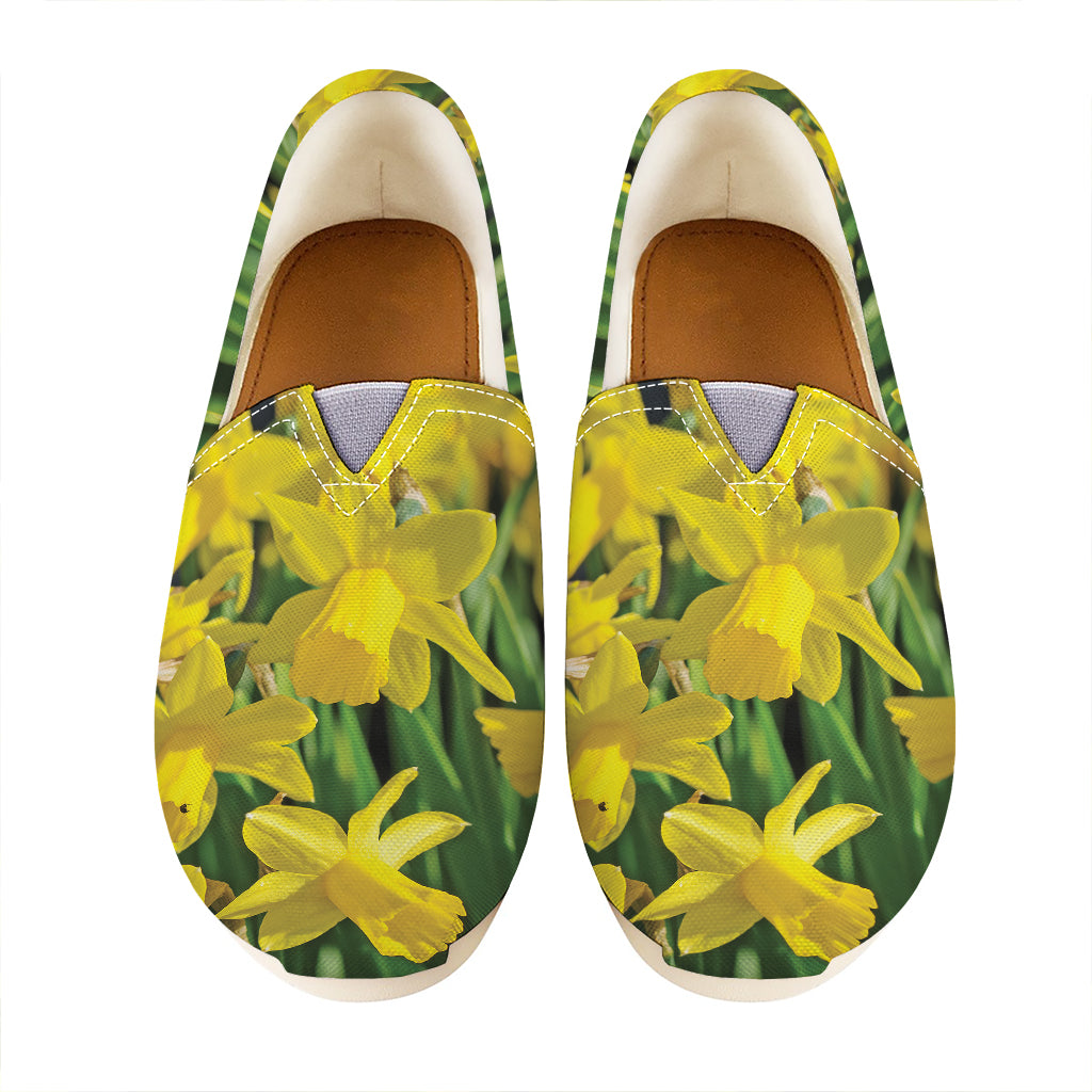 Yellow Daffodil Flower Print Casual Shoes
