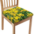 Yellow Daffodil Flower Print Chair Cushion Cover