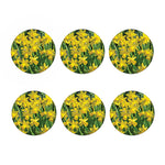 Yellow Daffodil Flower Print Coaster Set