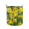 Yellow Daffodil Flower Print Collapsible Laundry Basket