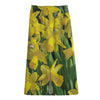 Yellow Daffodil Flower Print Cotton Front Slit Maxi Skirt