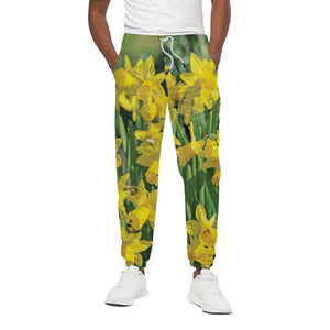 Yellow Daffodil Flower Print Cotton Pants