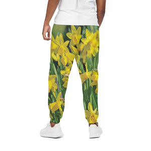 Yellow Daffodil Flower Print Cotton Pants