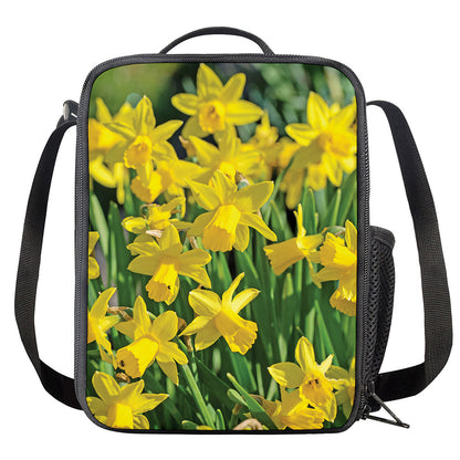 Yellow Daffodil Flower Print Crossbody Lunch Bag