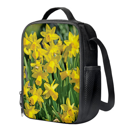 Yellow Daffodil Flower Print Crossbody Lunch Bag