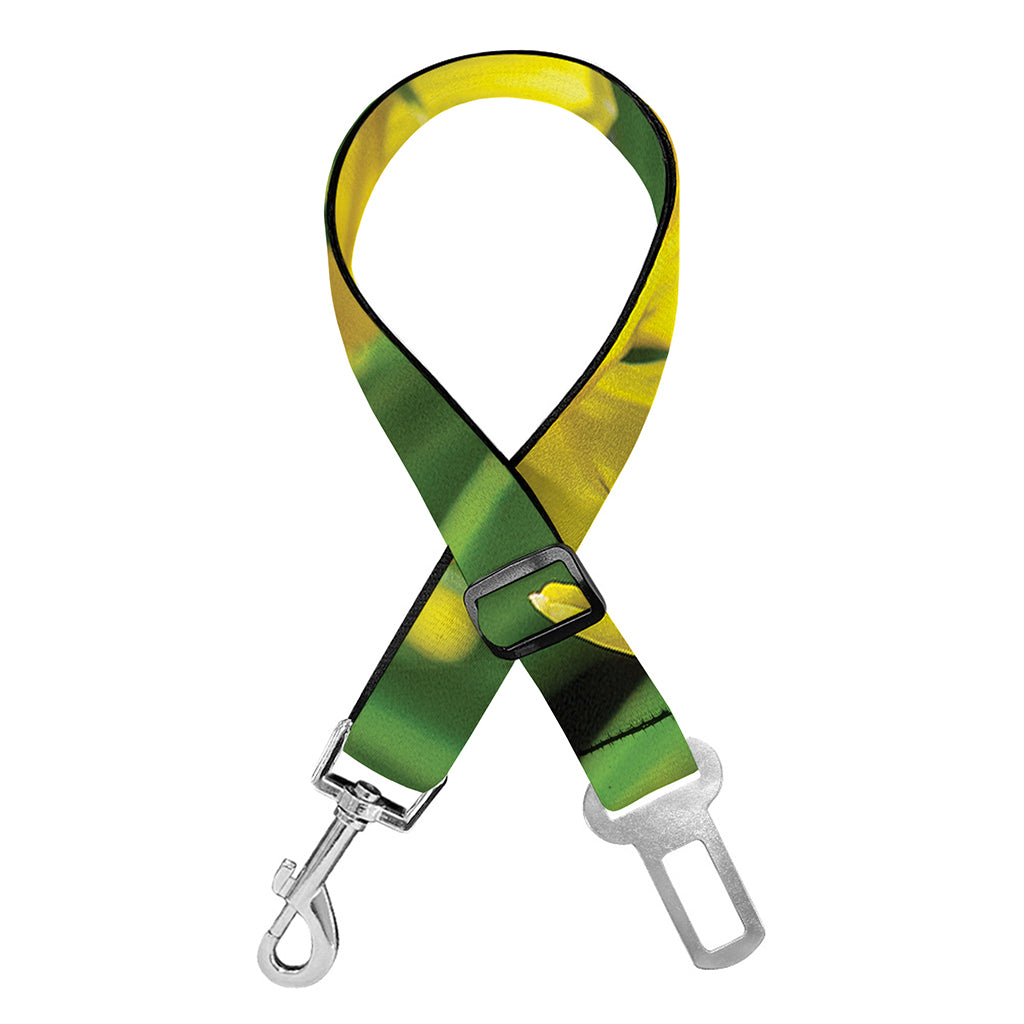 Yellow Daffodil Flower Print Dog Seat Belt