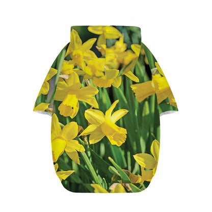 Yellow Daffodil Flower Print Dog Zip Up Hoodie