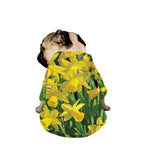Yellow Daffodil Flower Print Dog Zip Up Jacket