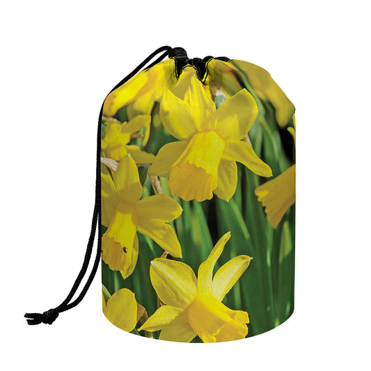 Yellow Daffodil Flower Print Drawstring Makeup Bag