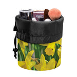 Yellow Daffodil Flower Print Drawstring Makeup Bag