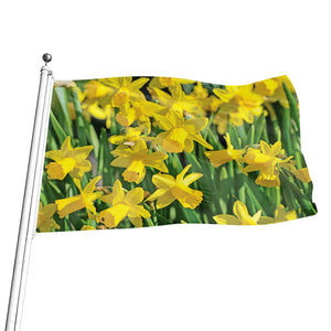 Yellow Daffodil Flower Print Flag