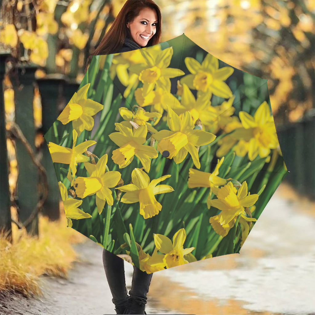 Yellow Daffodil Flower Print Foldable Umbrella