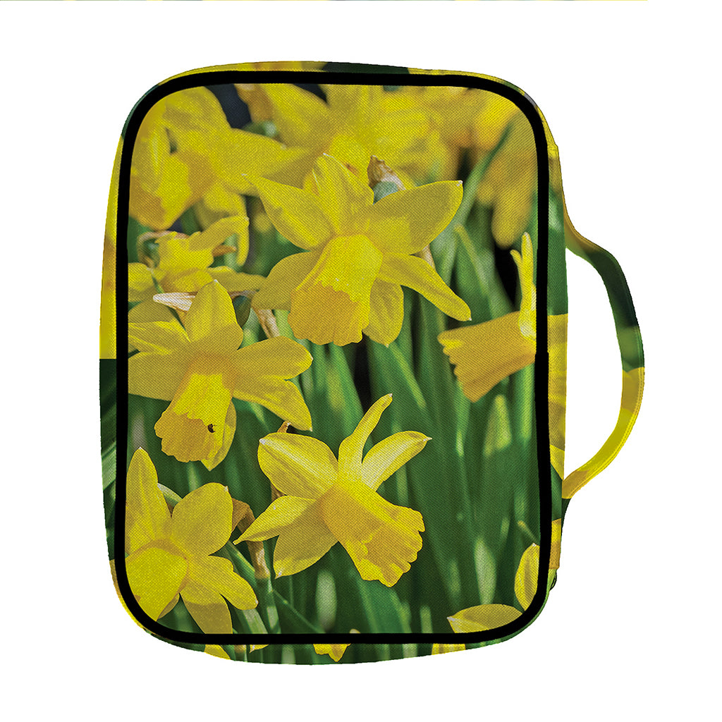 Yellow Daffodil Flower Print Front Pocket Bible Bag