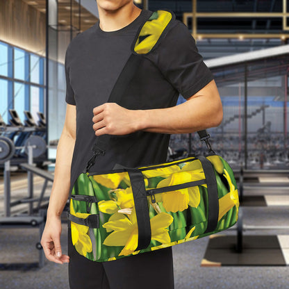 Yellow Daffodil Flower Print Gym Bag